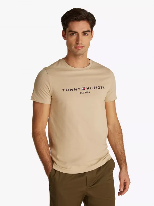 T-shirt Manches Courtes Broderie Poitrine Beige Clair – Image 3