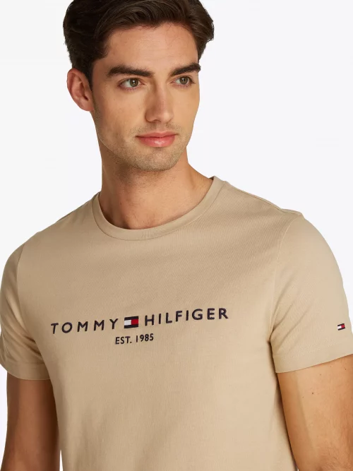 T-shirt Manches Courtes Broderie Poitrine Beige Clair – Image 4