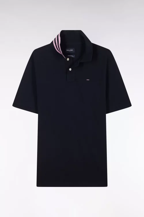 Polo Manches Courtes Col Cercle Interieur Bleu Fonce