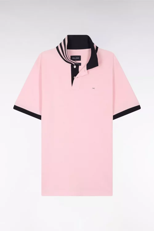 Polo Manches Courtes Col Cercle Interieur Rose Clair