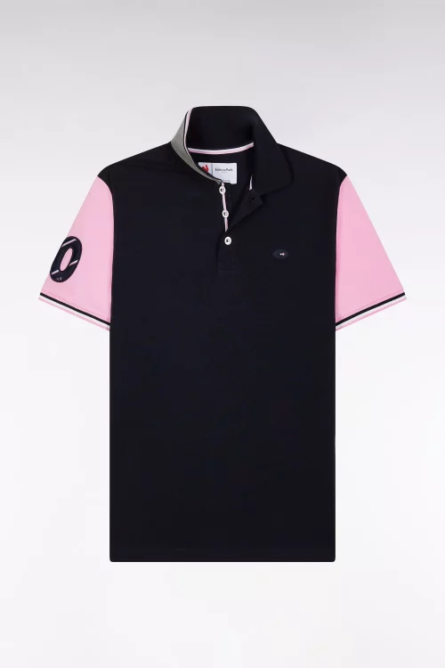 Polo Manches Courtes Xv Manches Contraste Bleu Fonce