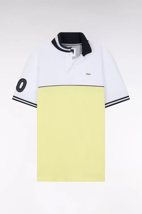 Polo Manches Courtes Bicolore 10 Manche Jaune Clair