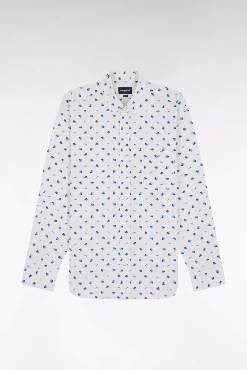 Chemise Manches Longues Sport Fleurs + Noeud Bleu Clair