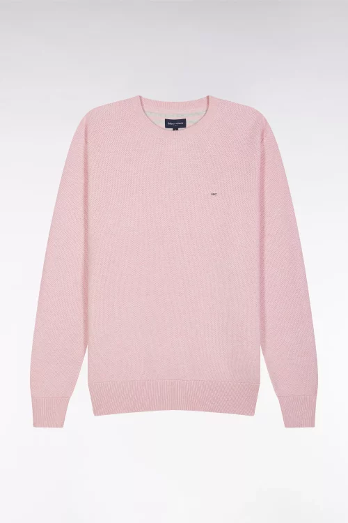 Pull Col Rond 111 Nid Abeille Rose Clair