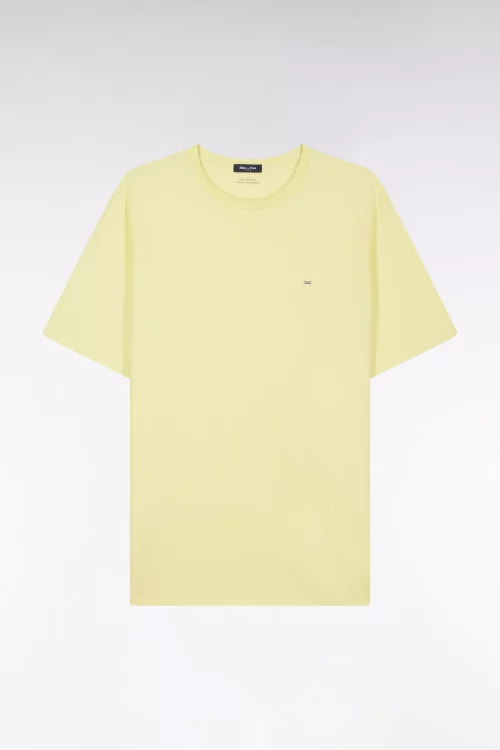 T-shirt Manches Courtes 111 Uni Col Rond Jaune Clair
