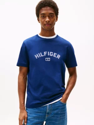 T-shirt Manches Courtes Print Velours Hilfiger Bleu Moyen