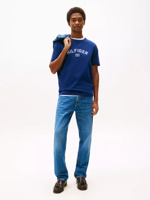 T-shirt Manches Courtes Print Velours Hilfiger Bleu Moyen – Image 3