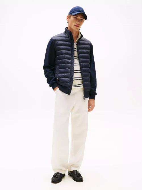 Gilet Manches Longues Mix Media Bleu Fonce – Image 3