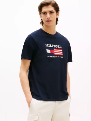 T-shirt Manches Courtes Drapeau Usa Bleu Fonce