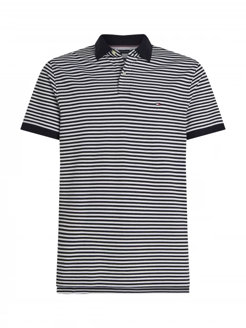 Polo Manches Courtes Rayure Bicolore Bleu Moyen – Image 2