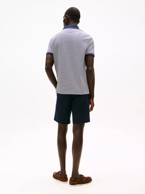 Polo Manches Courtes Rayure Bicolore Bleu Moyen – Image 3