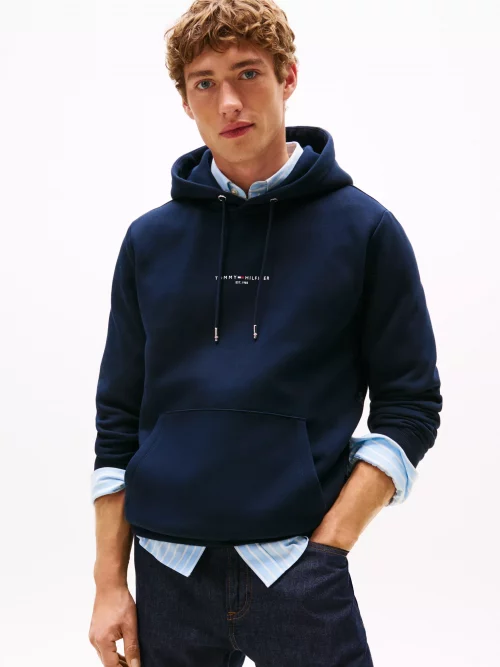 Pull Sweat  Capuche Petit Logo Bleu Fonce