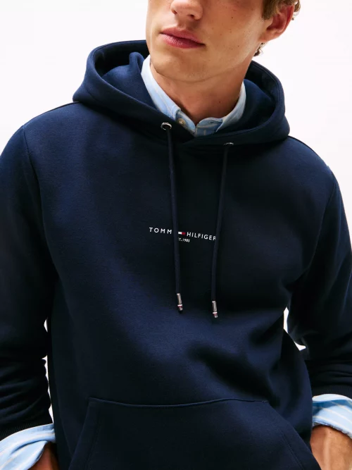 Pull Sweat  Capuche Petit Logo Bleu Fonce – Image 3