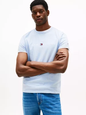 T-shirt Manches Courtes Broderie Tommy Bleu Clair