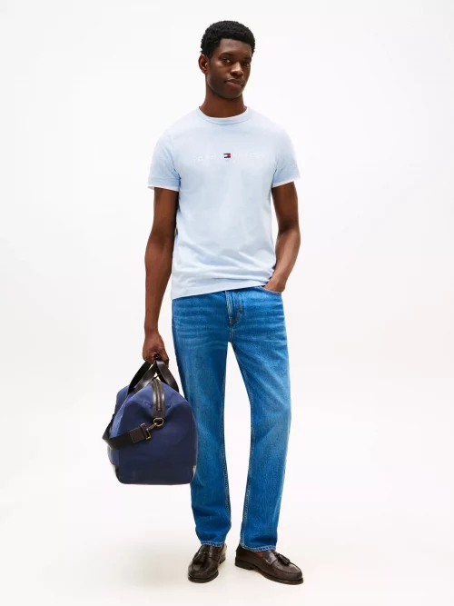 T-shirt Manches Courtes Broderie Tommy Bleu Clair – Image 3