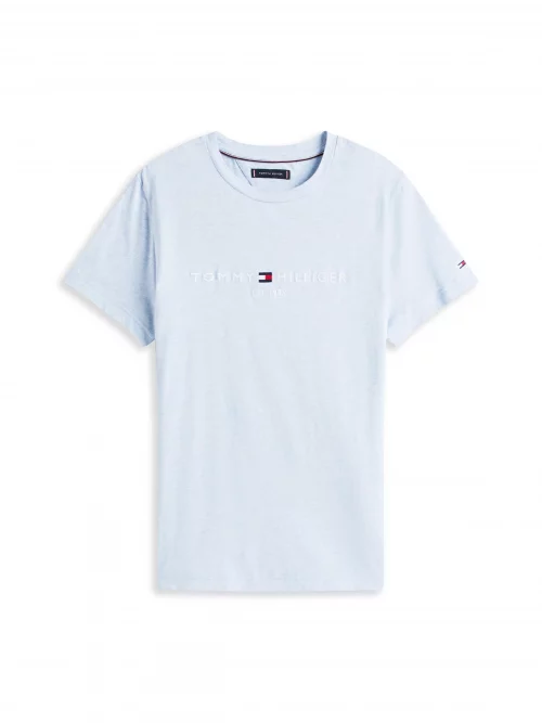 T-shirt Manches Courtes Broderie Tommy Bleu Clair – Image 4