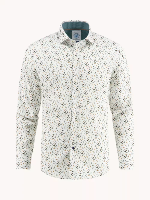 Chemise Manches Longues Sport Poisson Kaki Moyen