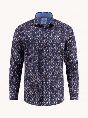 Chemise Manches Longues Sport Whisky Bleu Fonce
