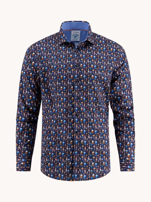 Chemise Manches Longues Sport Whisky Bleu Fonce
