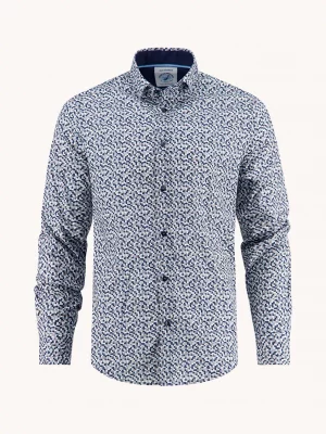 Chemise Manches Longues Sport Pixel Bleu Moyen