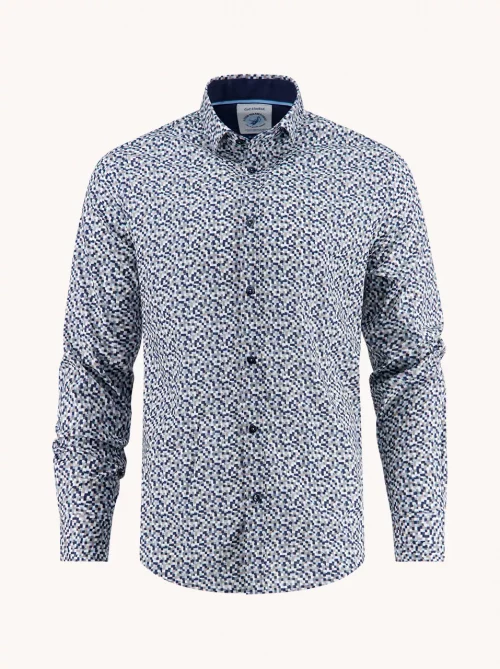 Chemise Manches Longues Sport Pixel Bleu Moyen