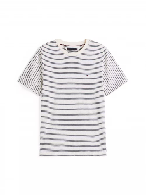 T-shirt Manches Courtes Fine Rayure Beige Clair – Image 2