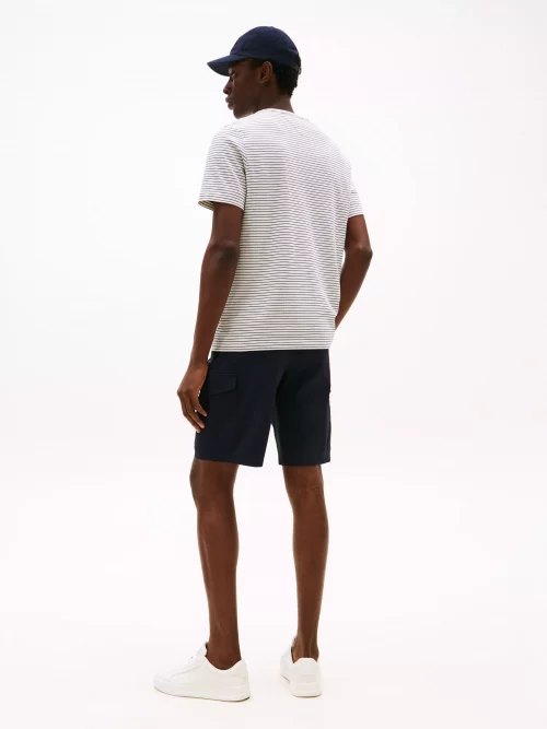 T-shirt Manches Courtes Fine Rayure Beige Clair – Image 3