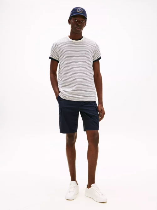 T-shirt Manches Courtes Fine Rayure Beige Clair – Image 4