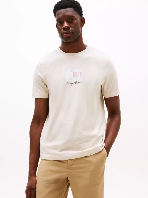T-shirt Manches Courtes Drapeau Beige Clair