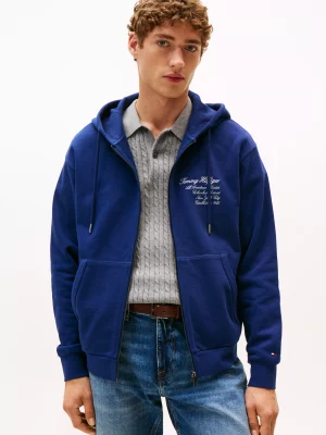 Gilet Manches Longues Molleton Zip Broderie Nyc Dos Bleu Moyen