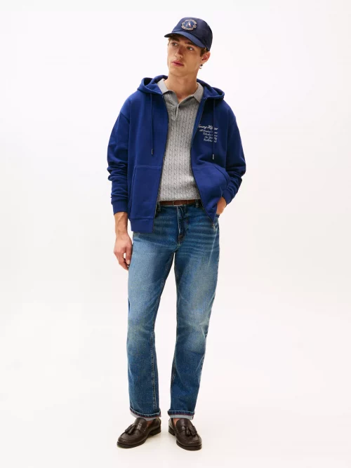 Gilet Manches Longues Molleton Zip Broderie Nyc Dos Bleu Moyen – Image 3