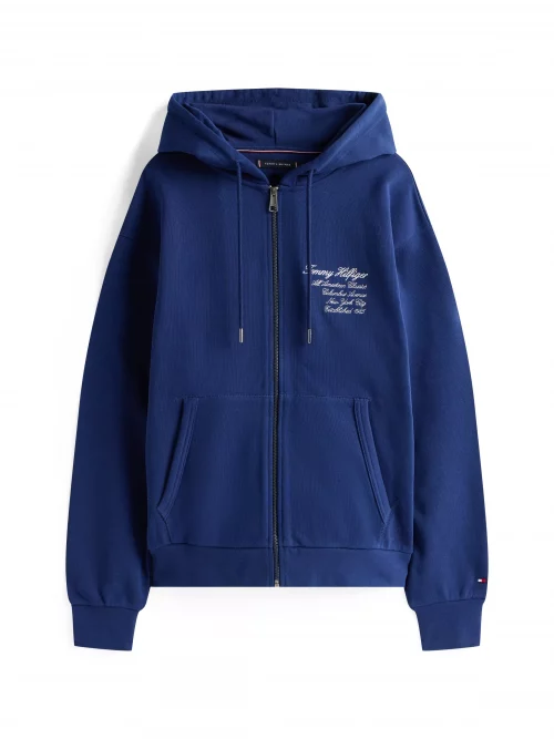 Gilet Manches Longues Molleton Zip Broderie Nyc Dos Bleu Moyen – Image 4