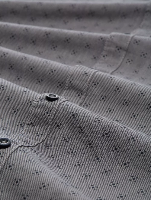 Chemise Manches Longues Sport Imprime Sur Twill Gris Moyen – Image 2