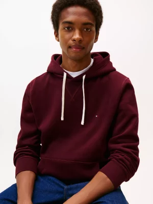 Pull Sweat  Molleton Capuche Rouge Fonce