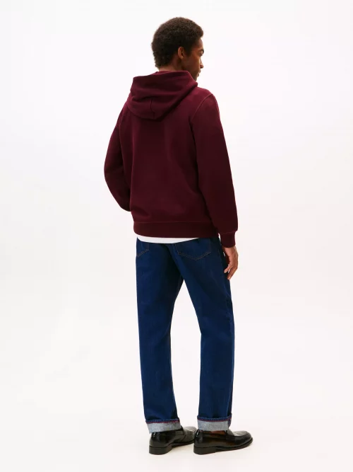 Pull Sweat  Molleton Capuche Rouge Fonce – Image 2