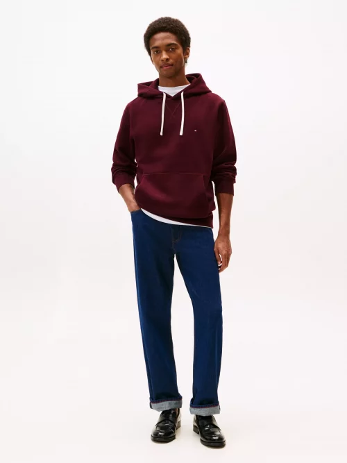 Pull Sweat  Molleton Capuche Rouge Fonce – Image 3