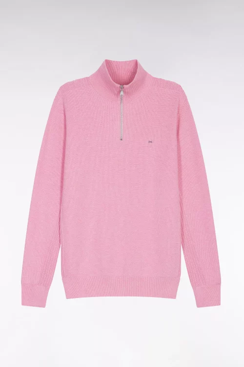 Pull Col Cheminee Nid Abeille Rose Moyen