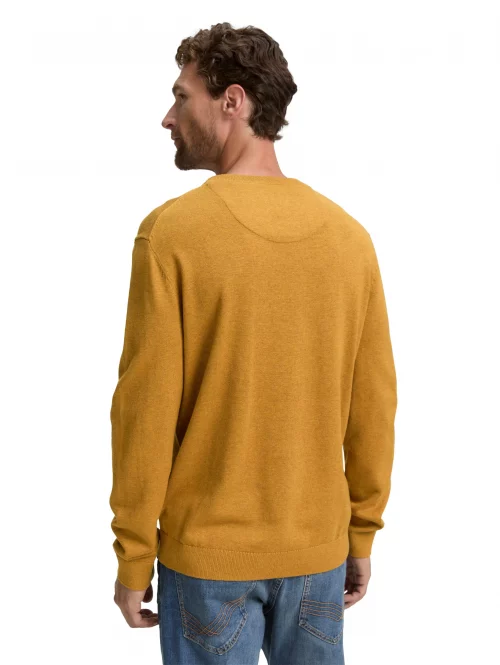 Pull Col Rond Coton Uni Jaune Moyen – Image 2