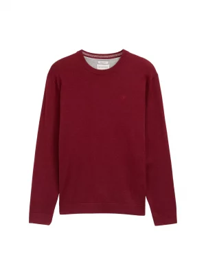 Pull Col Rond Coton Uni Rouge Moyen