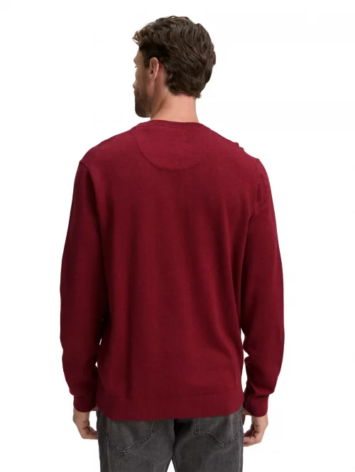 Pull Col Rond Coton Uni Rouge Moyen – Image 2
