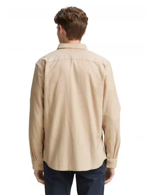 Chemise Manches Longues Sport Coton Gratte Uni Beige Clair – Image 2