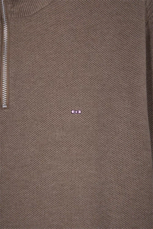 Pull Col Cheminee Nid Abeille Beige Moyen – Image 2