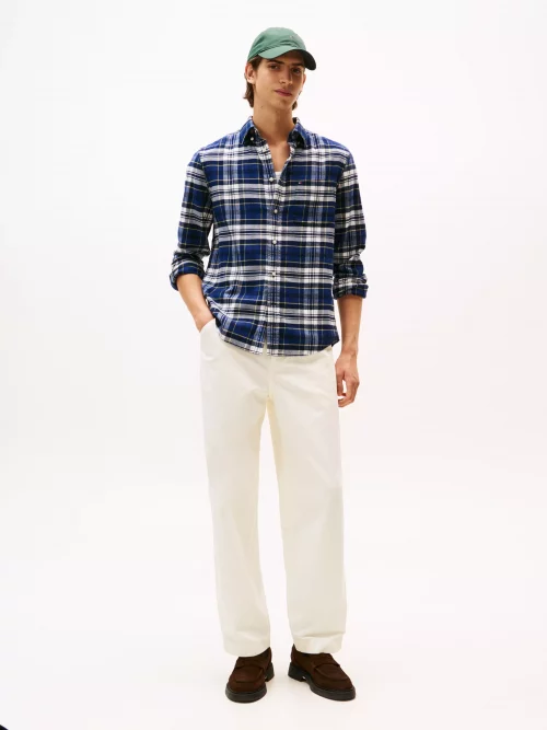 Chemise Manches Longues Sport Carreau Gratte Bleu Moyen – Image 3