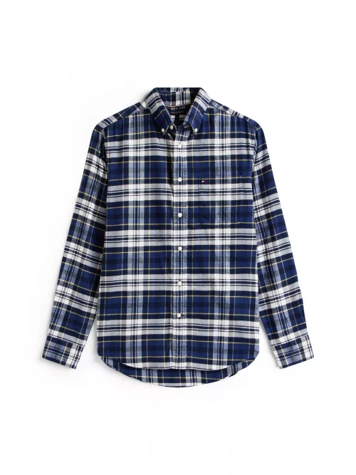 Chemise Manches Longues Sport Carreau Gratte Bleu Moyen – Image 4