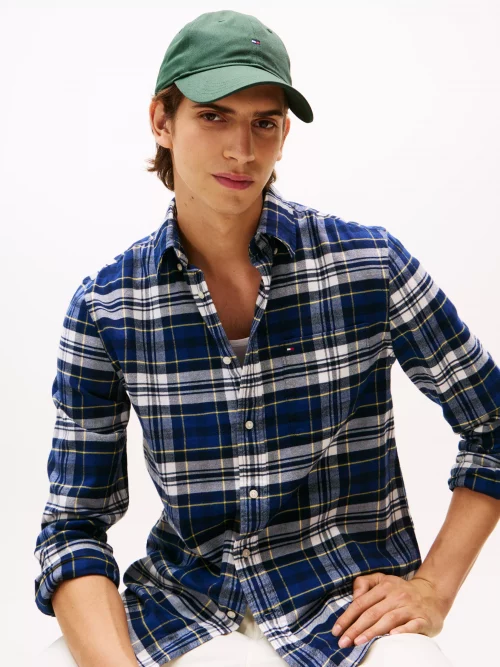 Chemise Manches Longues Sport Carreau Gratte Bleu Moyen – Image 5