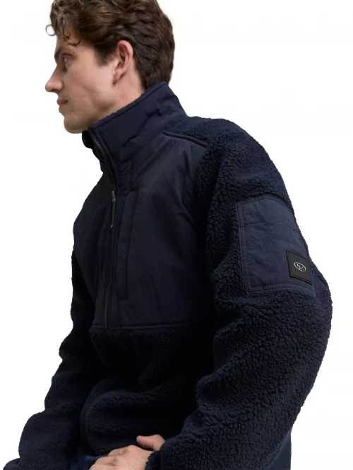 Gilet Manches Longues Sherpa Bleu Fonce – Image 3