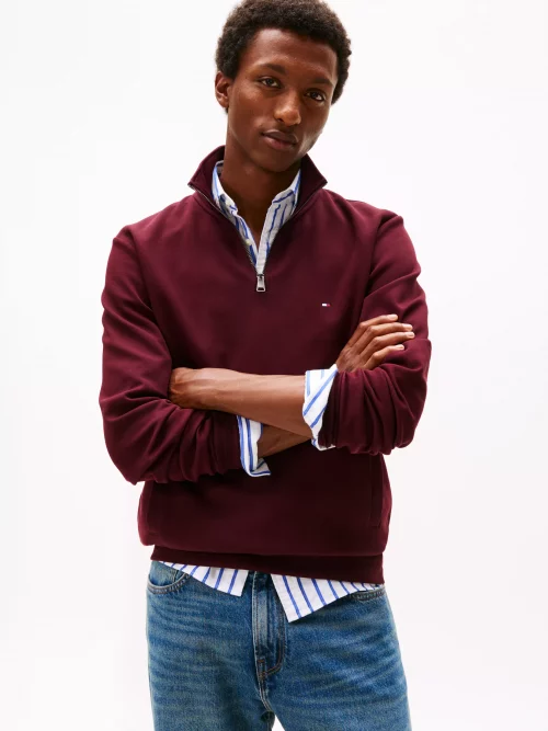 Pull Col Cheminee Tech 1/2 Zip Rouge Fonce