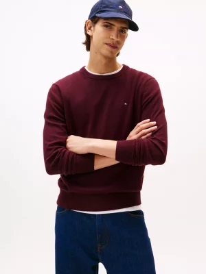 Pull Col Rond Coton Cash Rouge Fonce