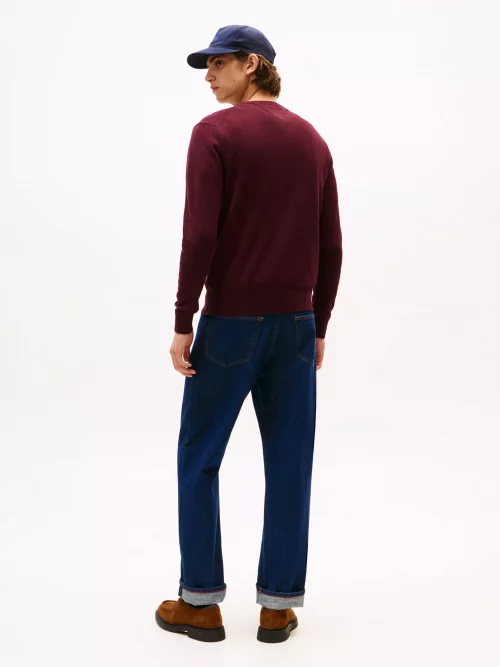 Pull Col Rond Coton Cash Rouge Fonce – Image 2