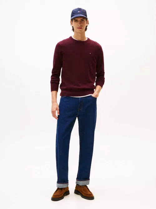 Pull Col Rond Coton Cash Rouge Fonce – Image 3